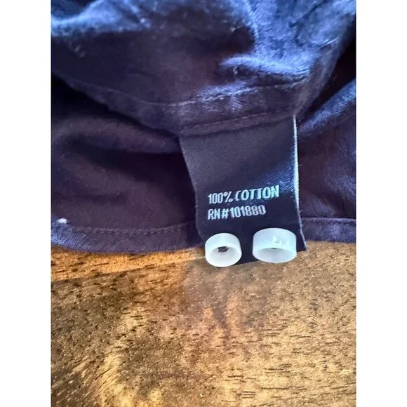 Zagiri Men's Navy Blue Embroidered Stitching Button Down Shirt Size XL - Picture 5 of 6